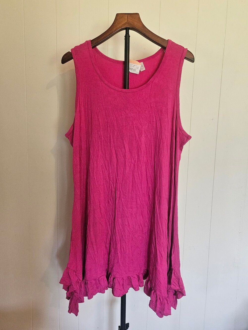 NWT LoGo Layers Pink Sleeveless Ruffle-Hem Casual Dress Size 1X